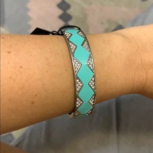 HOH Blue Leather and Rhinestone Bangle